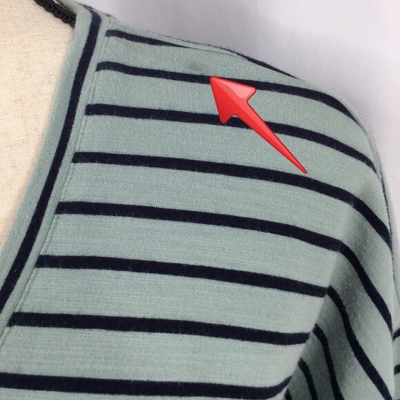 J Jill Pima Cotton Pullover Dress Womens Size Small Seafoam Striped Pockets - Picture 6 of 11